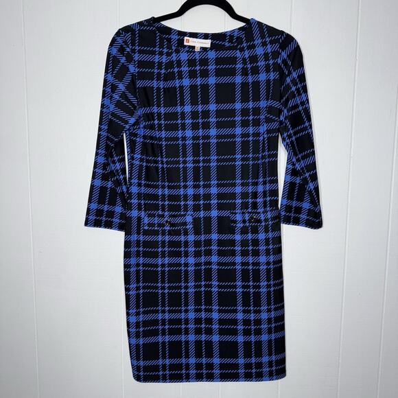 Jude Connally Women’s Plaid Sheath Dress Blue Black Size XS - Picture 1 of 5